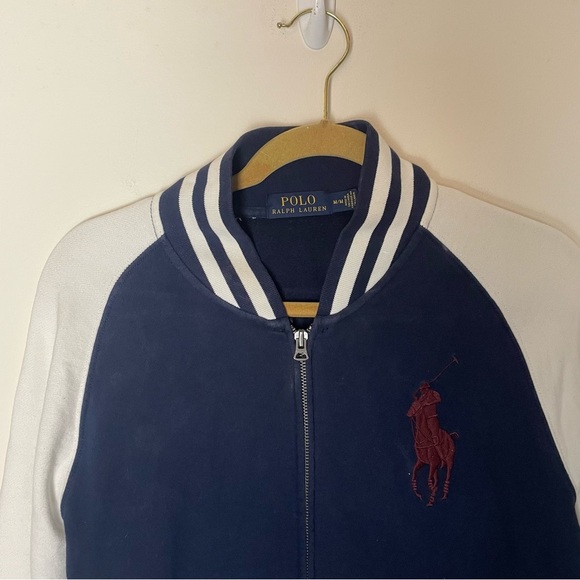 POLO Ralph Lauren Full Zip Up Colorblock Sweater Size Medium - Picture 8 of 9